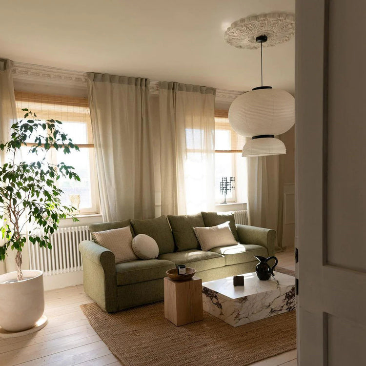 Trendy rundt rispapir vedhængslampe