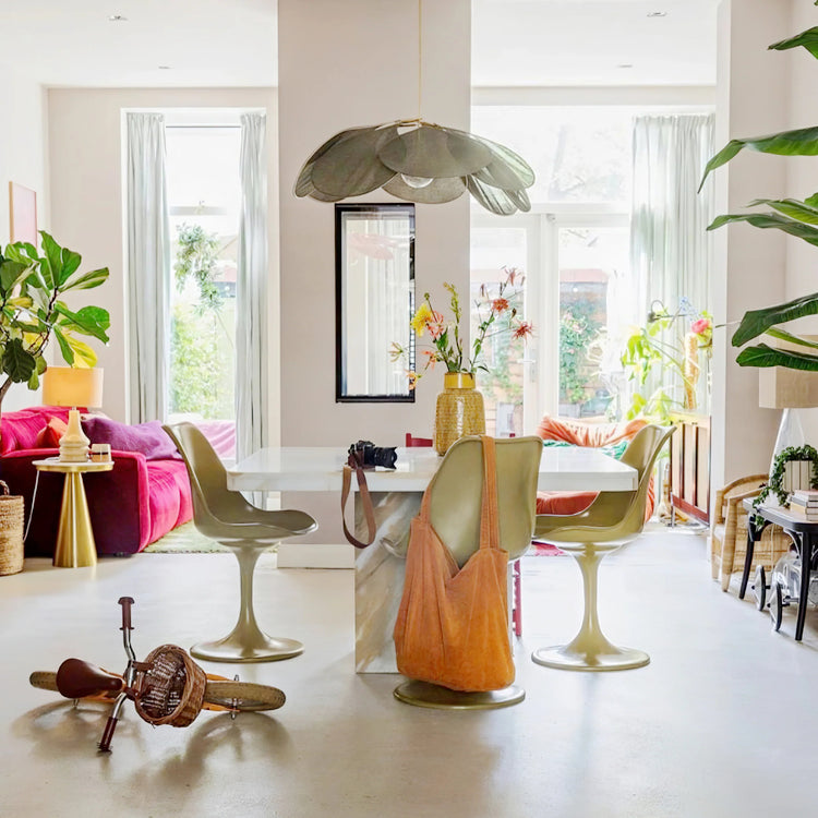 Stilfuldt blomsterdesign stof pendel lys