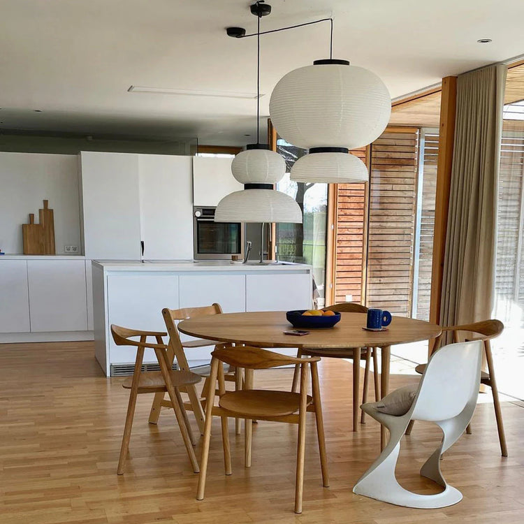 Trendy rundt rispapir vedhængslampe