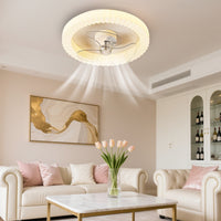 Hvid runde designloftventilator med LED -lys