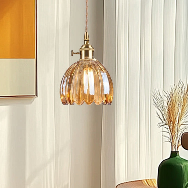 Moderne Retro-Glasblumen-Pendelleuchte