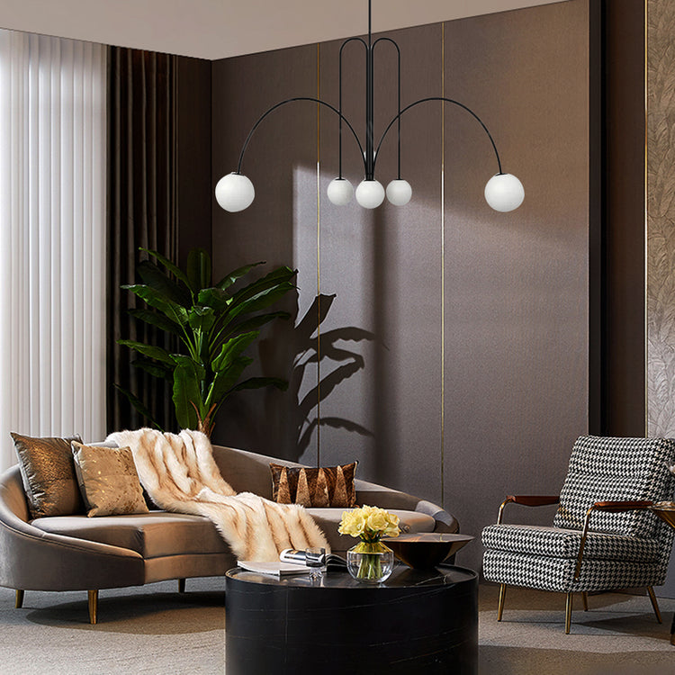 Moderne hvid rund glas pendellampe