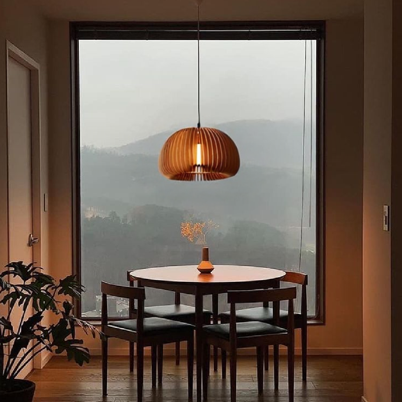 Glarefusion Lampe à suspension créative en bois citrouille