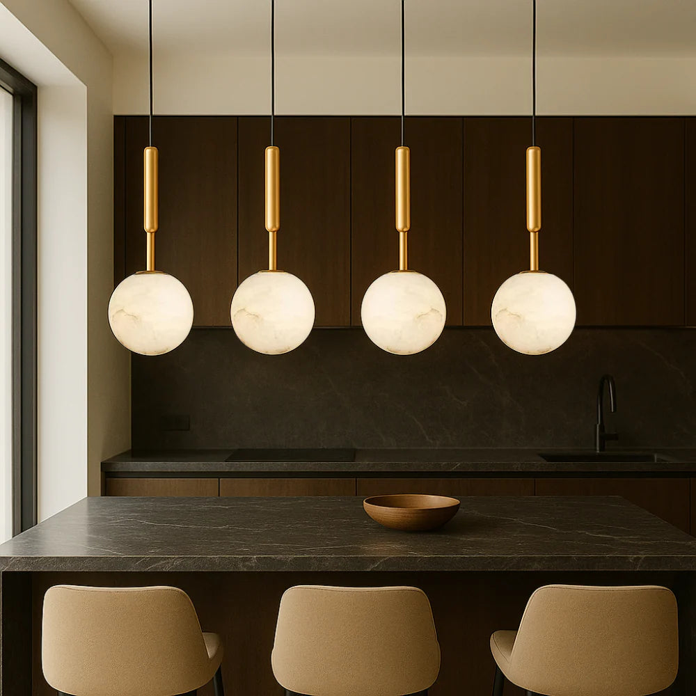 Lampadario a sospensione creativo in ottone e alabastro