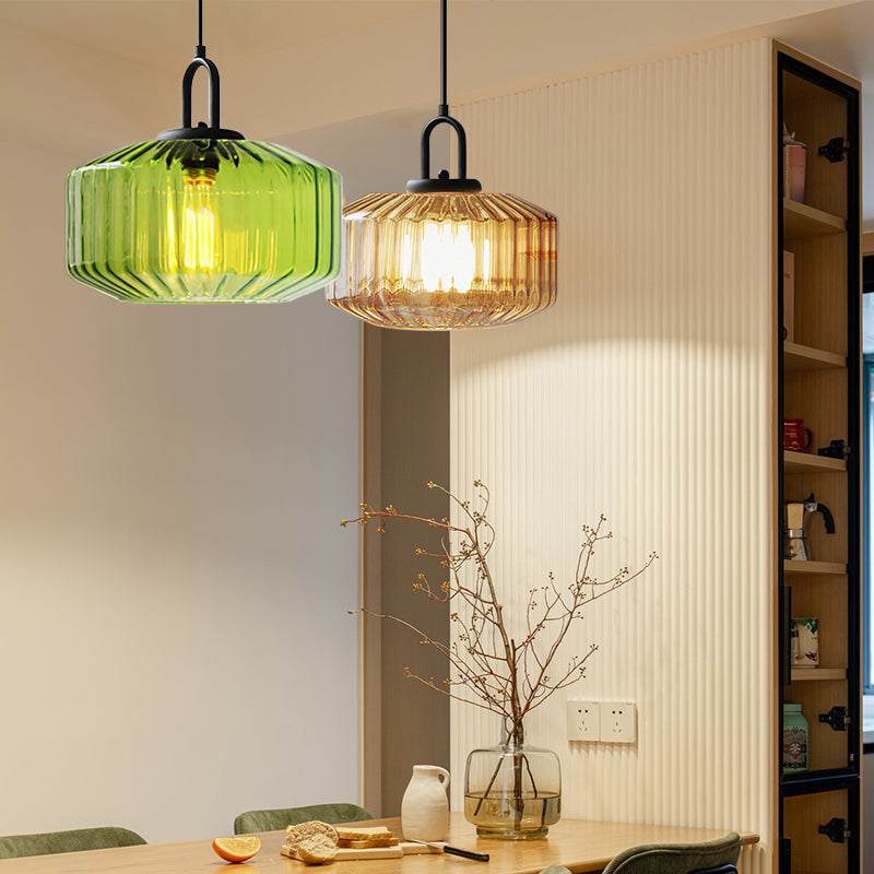 Nordic Modern Vintage stribet glas pendellampe