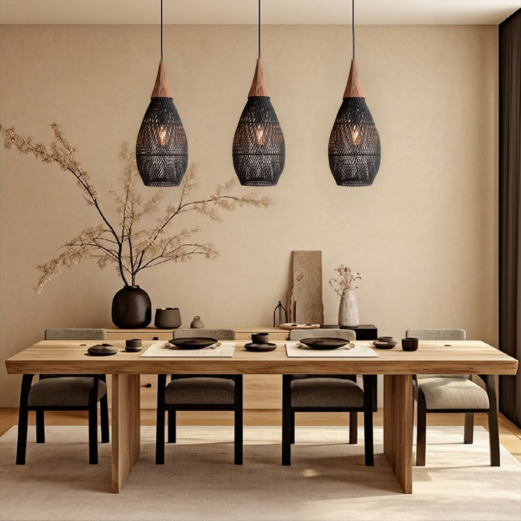 Glarefusion Vintage Rattan Woven Chandelier