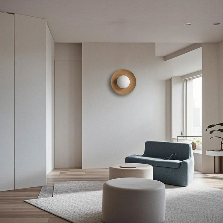 Naturligt enkelt træ væglampe