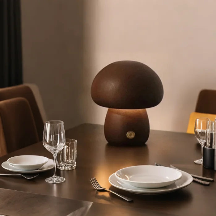 Veilleuse Champignon Mignon En Bois Vintage