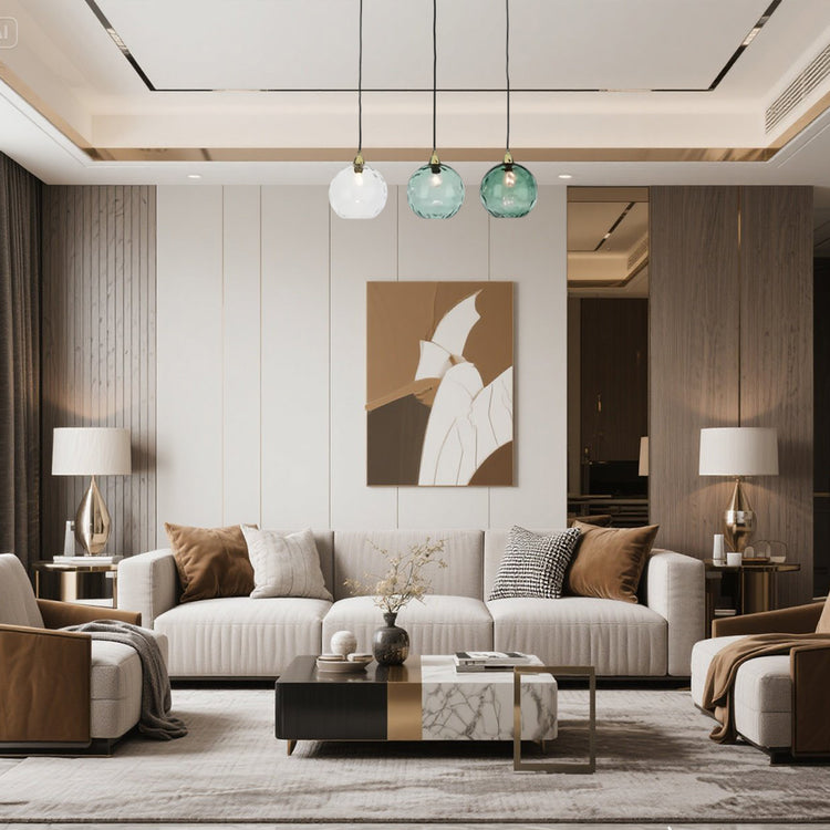 Glarefusion moderne simpelt farvet vandmønster glaskugle pendel lys