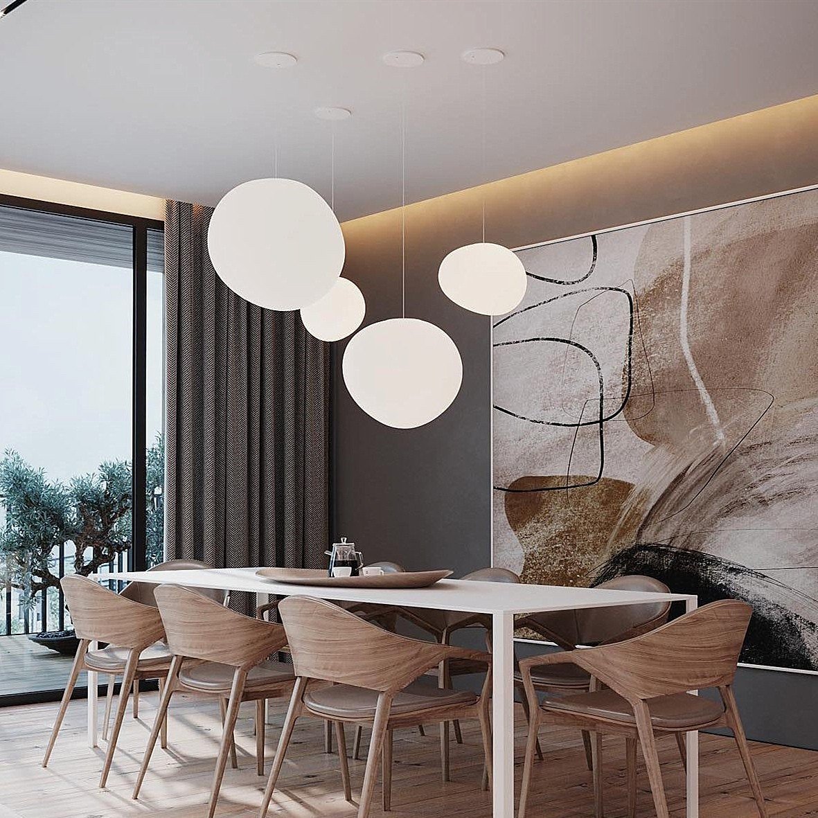 Nordic Art Deco Living Room Pebble Pendant Light