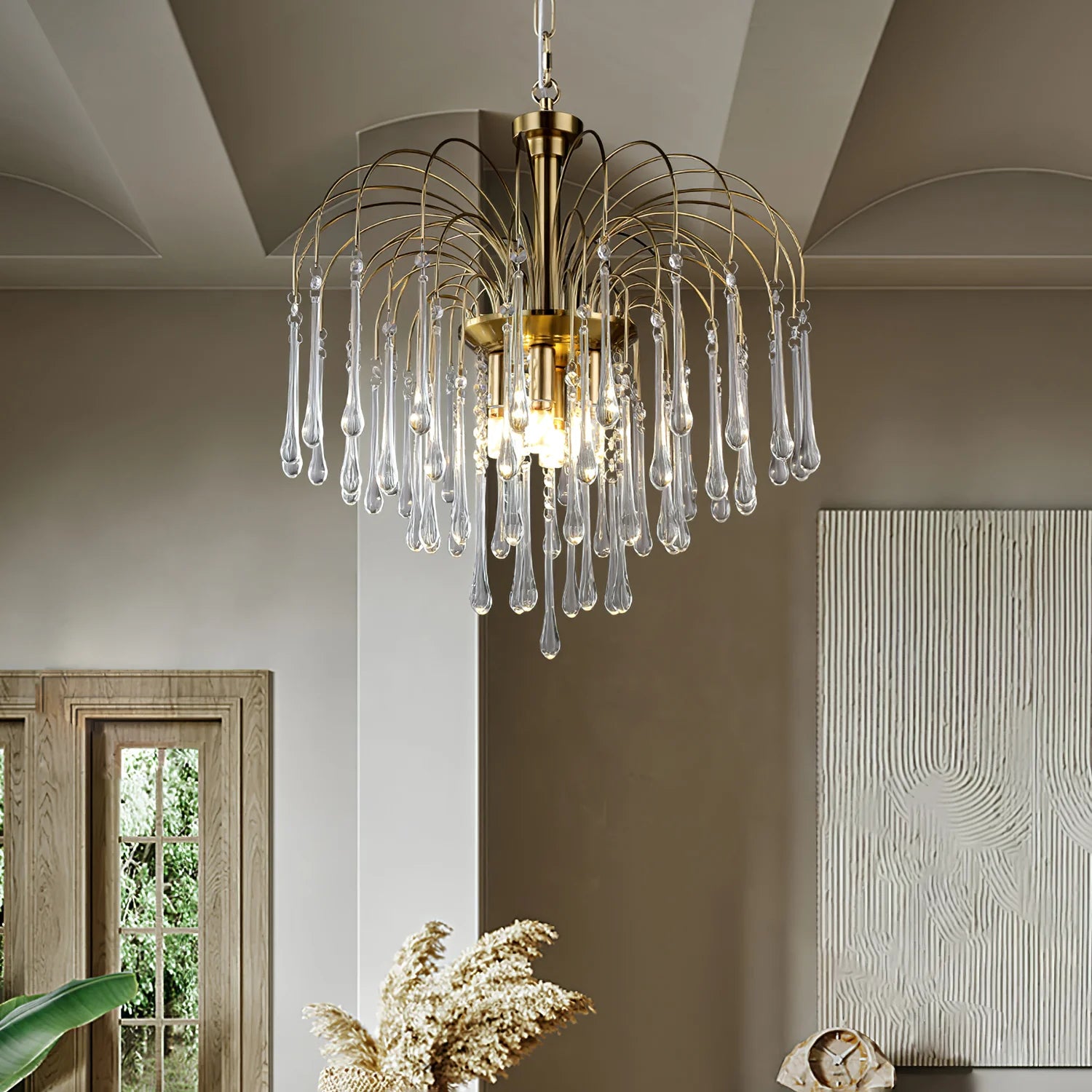 Classic Teardrop-Shaped Glass Chandelier