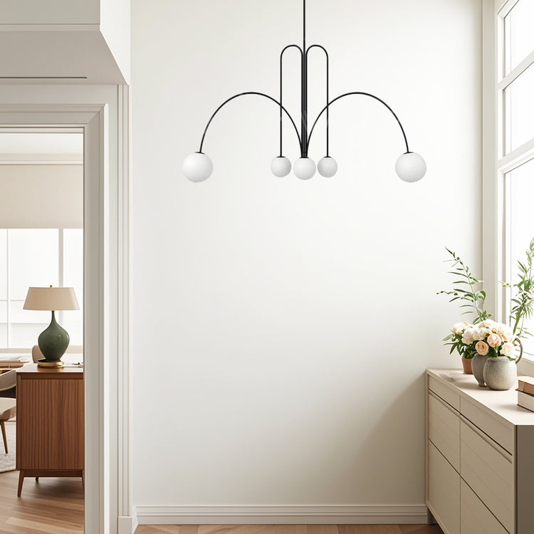 Moderne hvid rund glas pendellampe