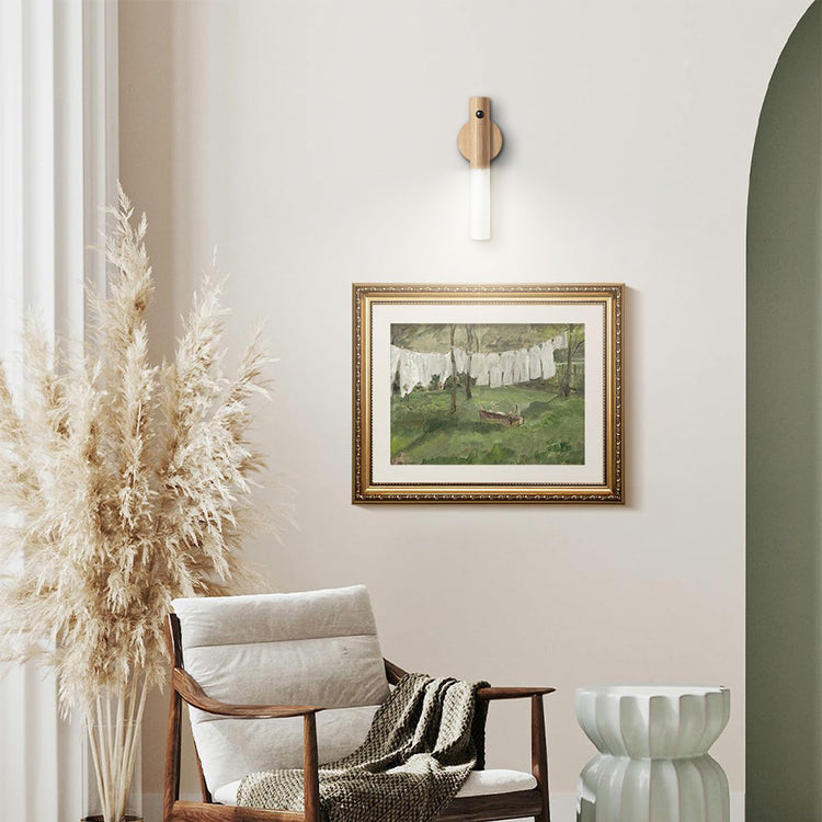 USB genopladelig væglampe i træ