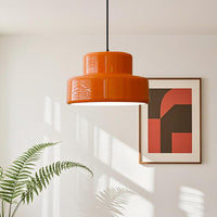 Moderne Vintage Bauhaus Orange Pendelleuchte