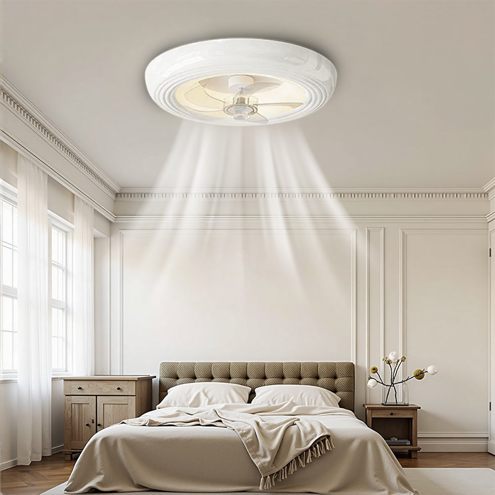 Macaron Simple Stilful Sovroom loftventilator med LED -lys