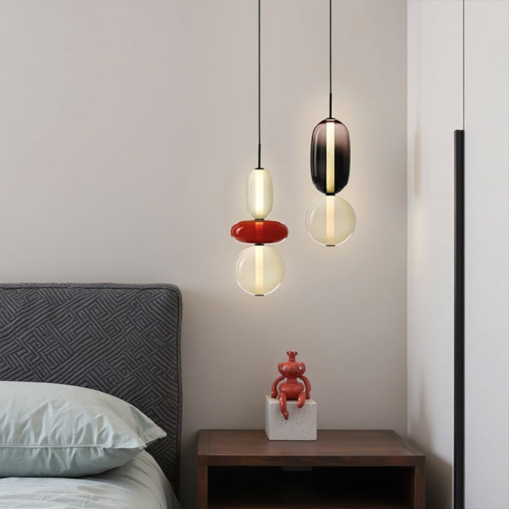 Elegante lampada a sospensione in vetro candito