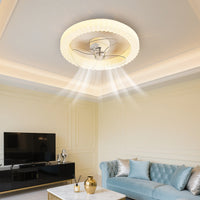 Hvid runde designloftventilator med LED -lys