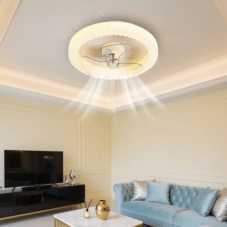 Hvid Rund Design Loftsventilator Med LED-lys