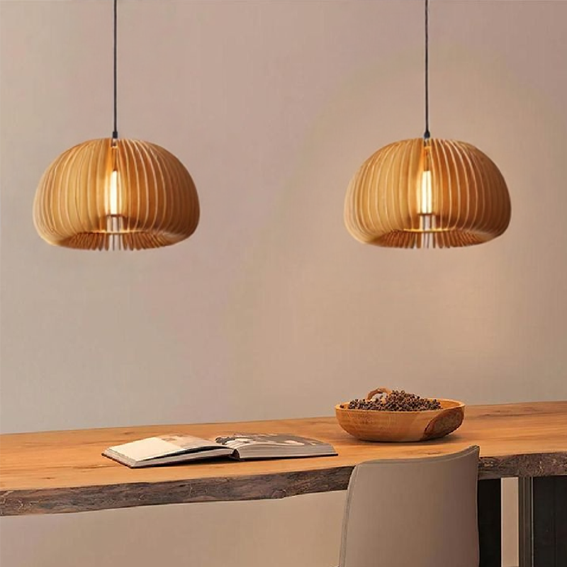 Glarefusion Lampe à suspension créative en bois citrouille