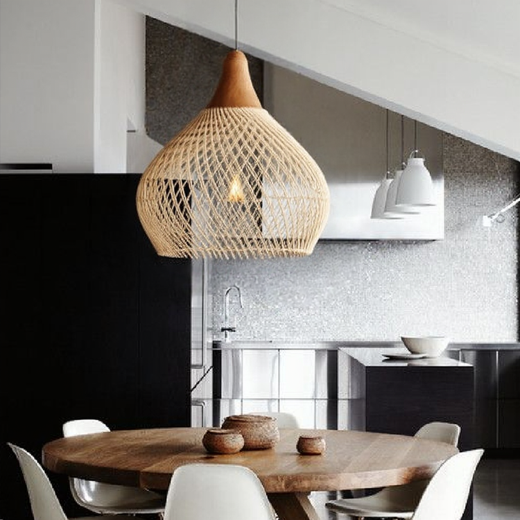 Glarefusion Vintage Rattan Woven Chandelier