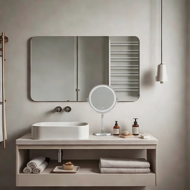 Glarefusion Tre-tonet dæmpende vægmonteret makeup spejl