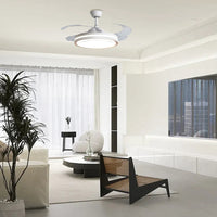 Hvid metal fjernbetjening loftsventilator med lys