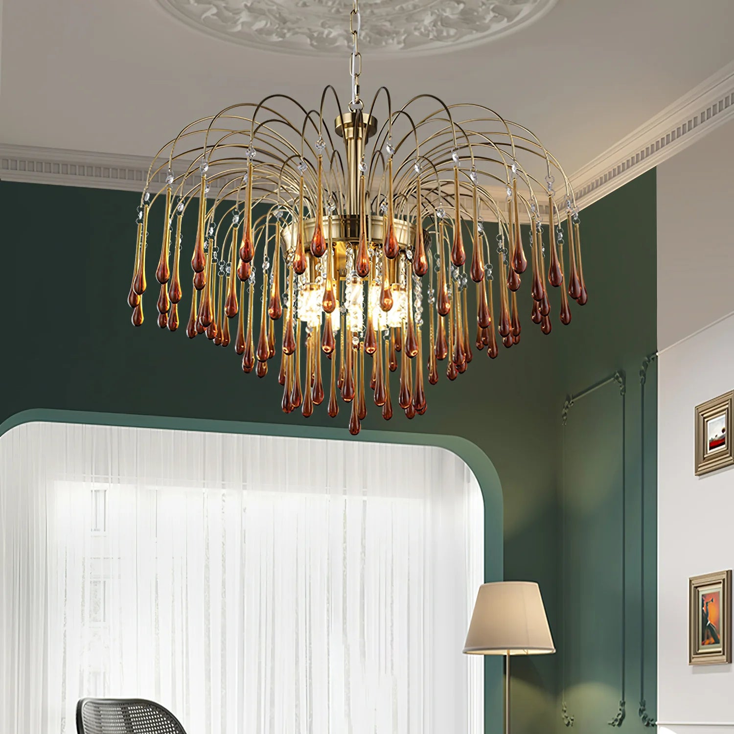Classic Teardrop-Shaped Glass Chandelier