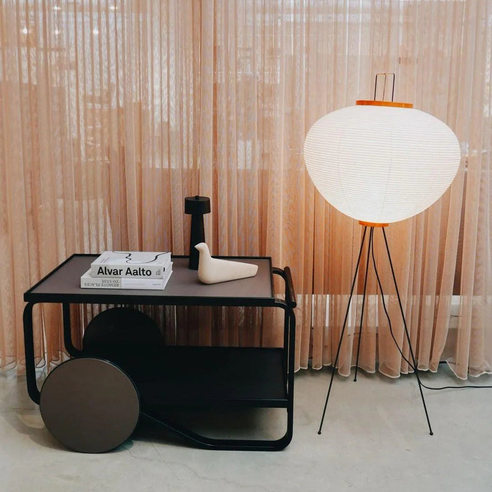 Lampe à abat-jour ronde en papier oriental