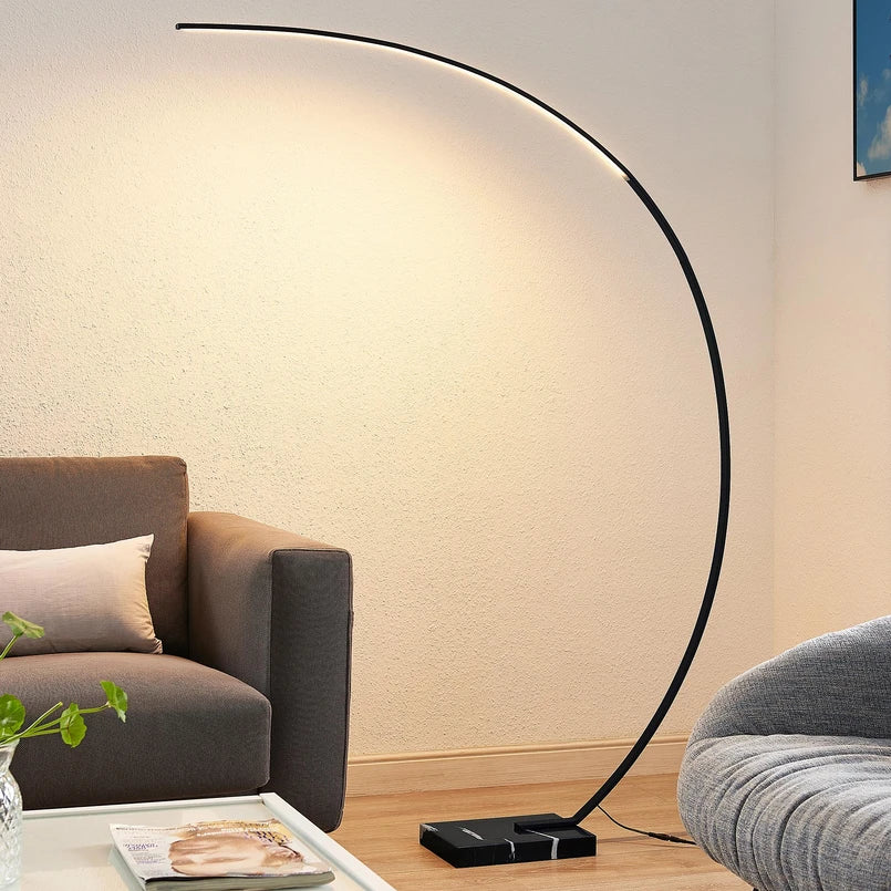 Lampadaire moderne en aluminium en forme de croissant