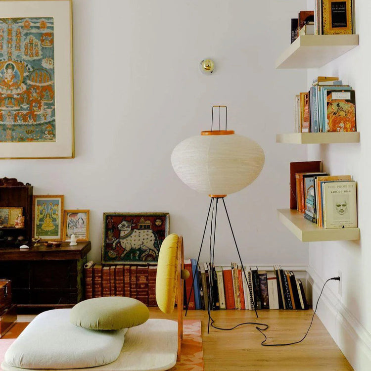 Orientalsk rund papirskærmlampe