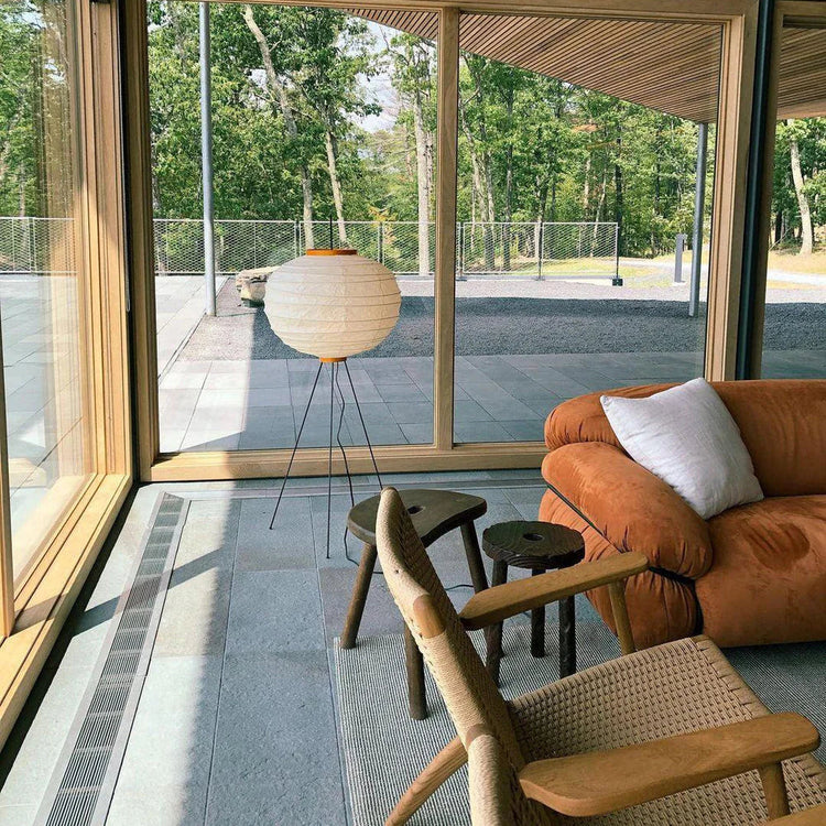 Orientalsk rund papirskærmlampe