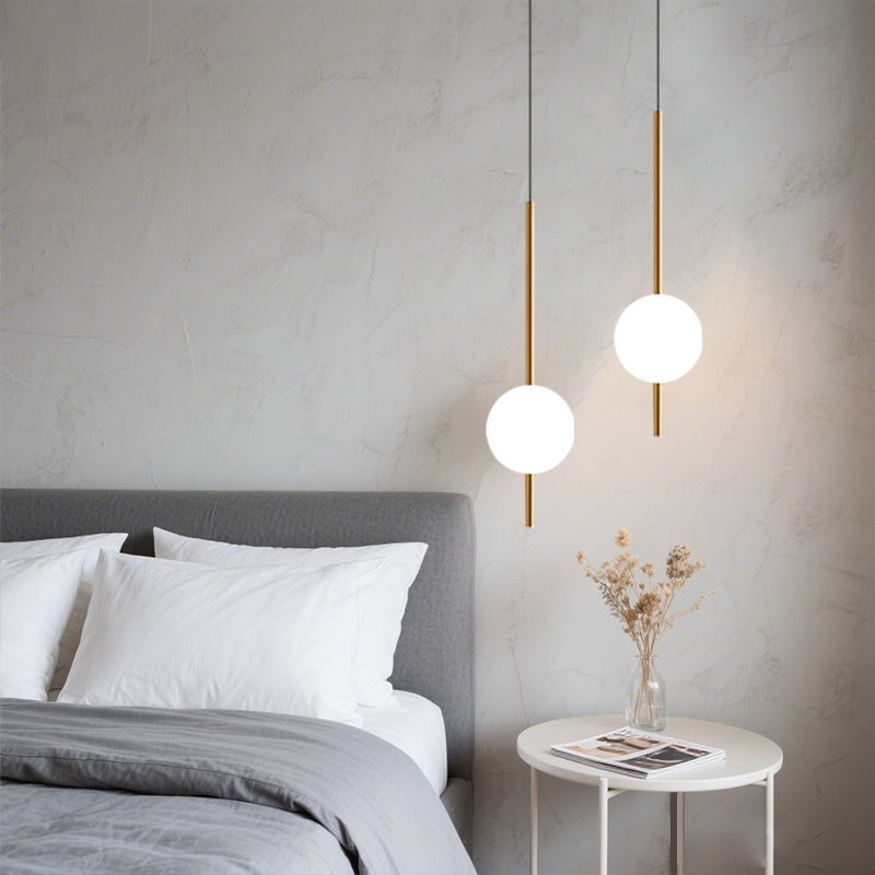 Lampada a sospensione cilindrica da comodino moderna
