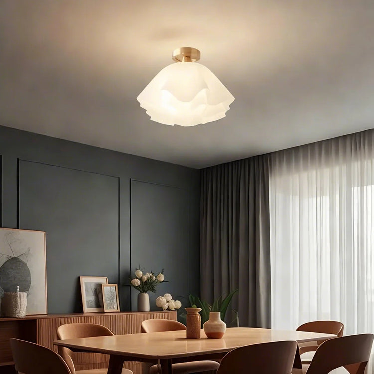 Moderne hvid blomst semi flush-monteret loftslampe