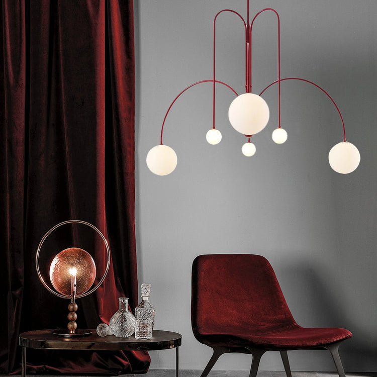 Moderne hvid rund glas pendellampe