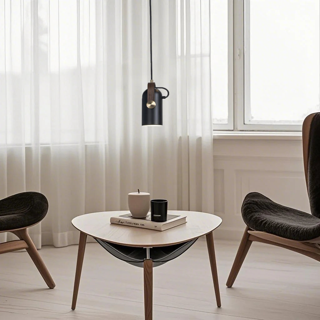 Lampada a sospensione moderna nordica in legno girevole