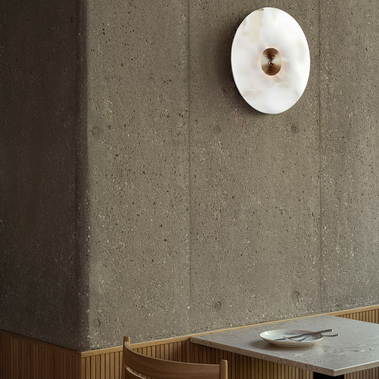 Moderne enkel rund alabast væglampe