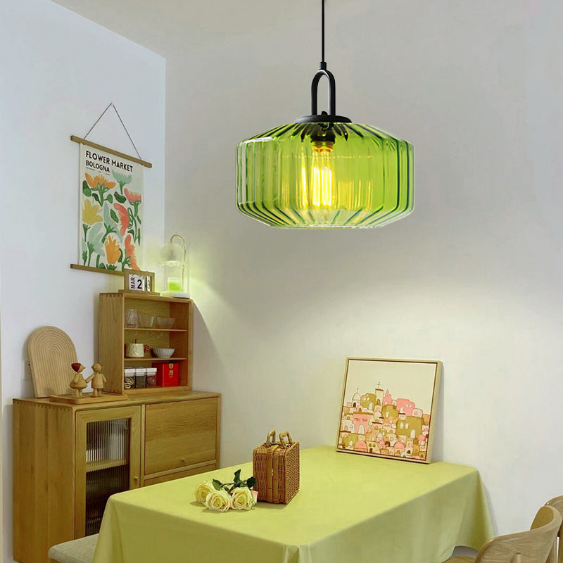 Noordse moderne vintage gestreepte glazen hanglamp