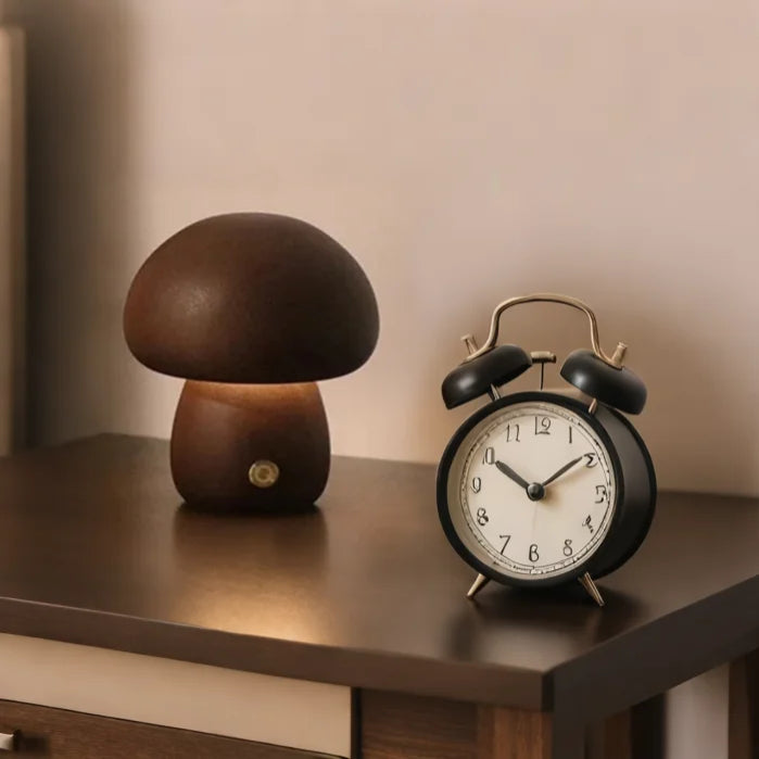 Veilleuse Champignon Mignon En Bois Vintage