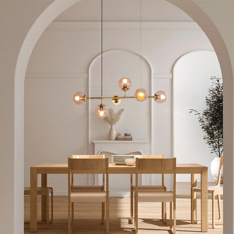 Moderna lampada a sospensione a sfera in vetro