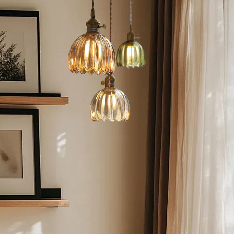 Moderne Retro-Glasblumen-Pendelleuchte