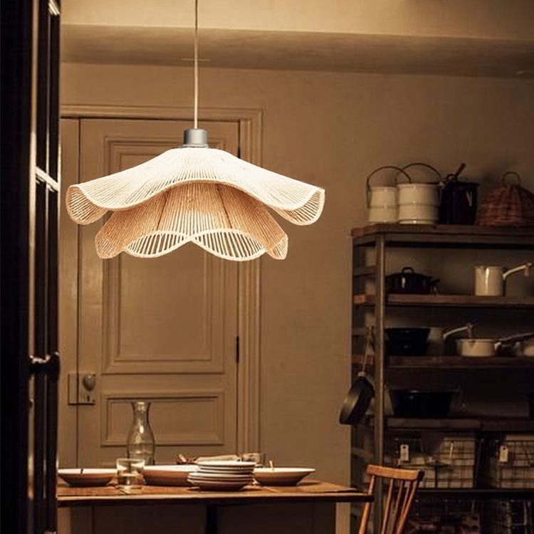 Glarefusion Vintage Straw Hat Petal Chandelier