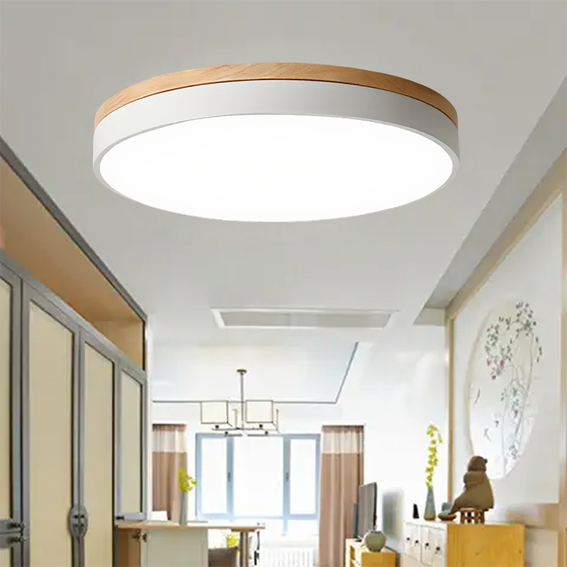 Elegante plafoniera da incasso in legno