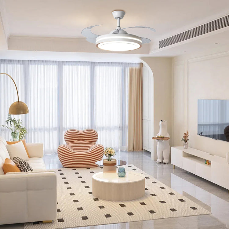 Hvid Metal Fjernbetjening Loftsventilator Med Lys