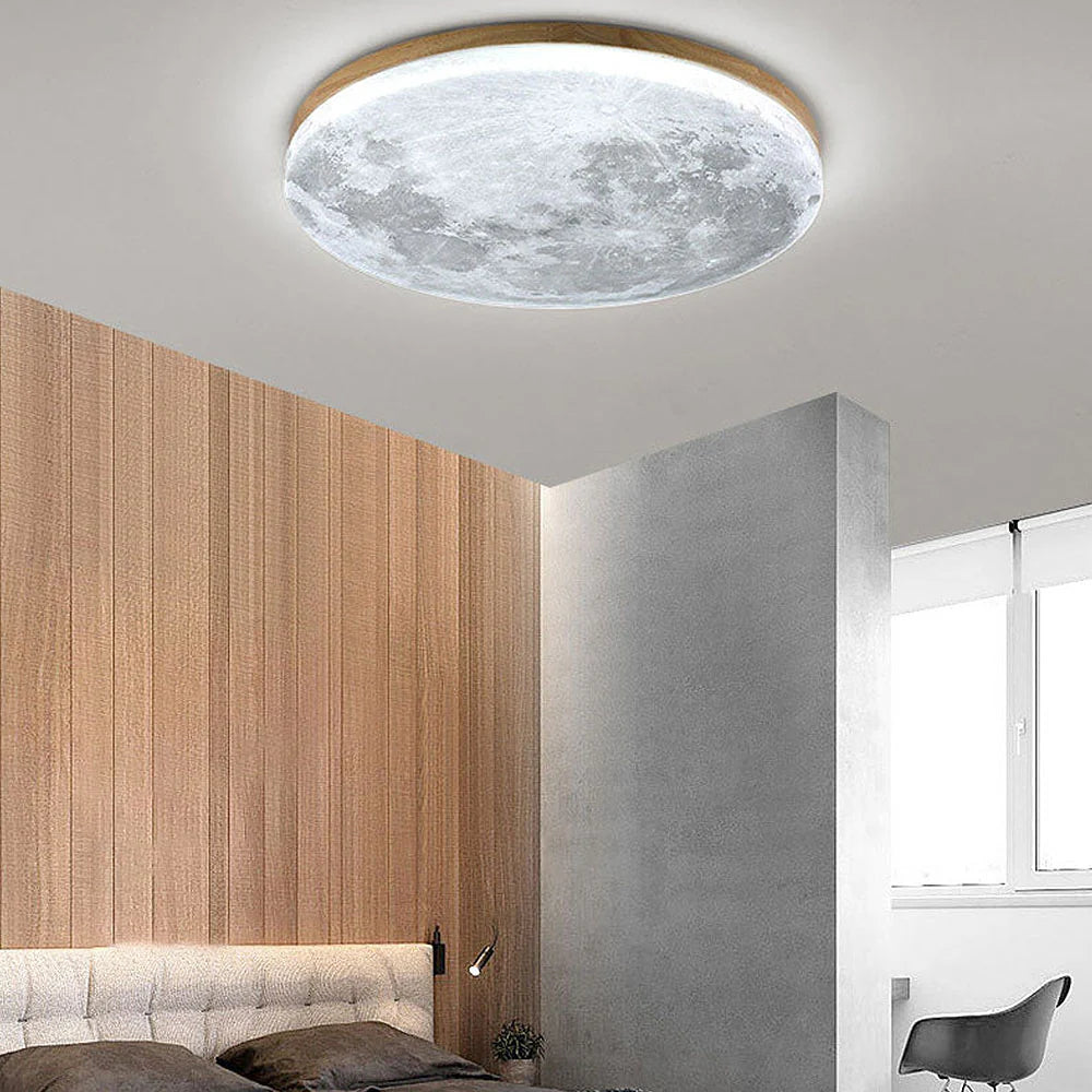 Plafonnier rond moderne et créatif en forme de lune