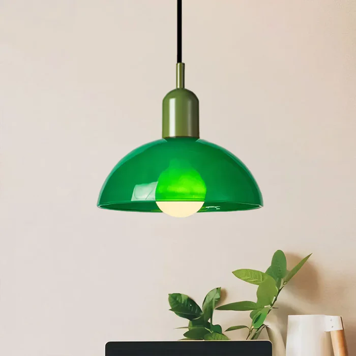 Lampada a sospensione a forma di ciotola colorata