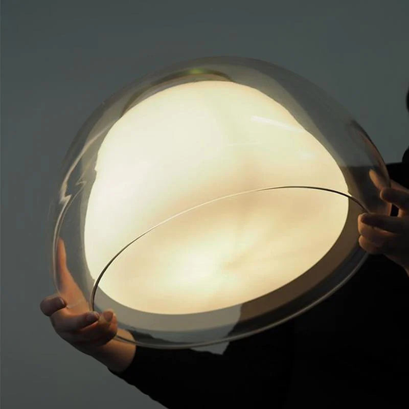 Lampada a sospensione moderna in vetro lattimo