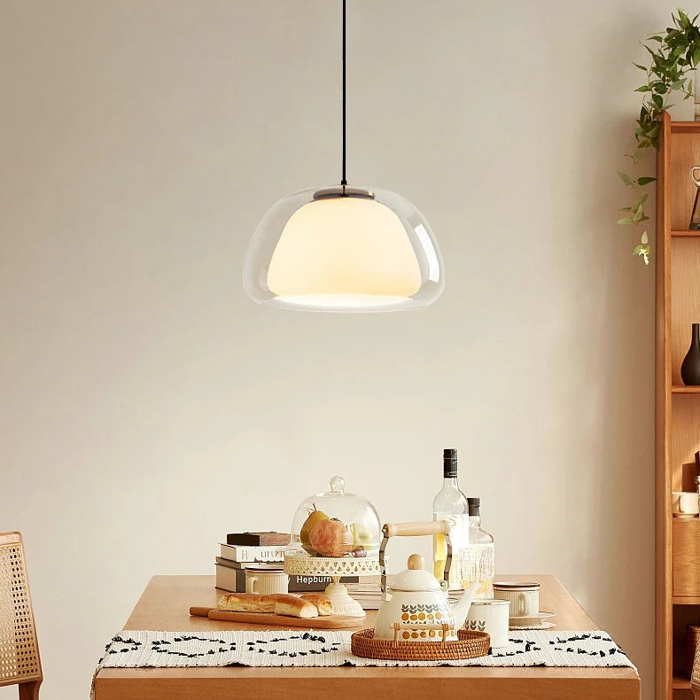 Lampada a sospensione moderna in vetro lattimo