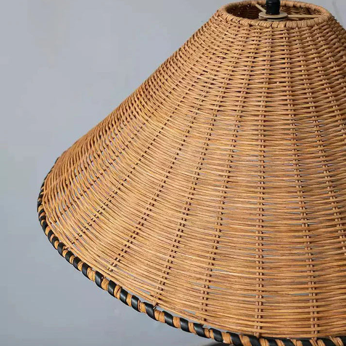 Retro kegle rattan pendel