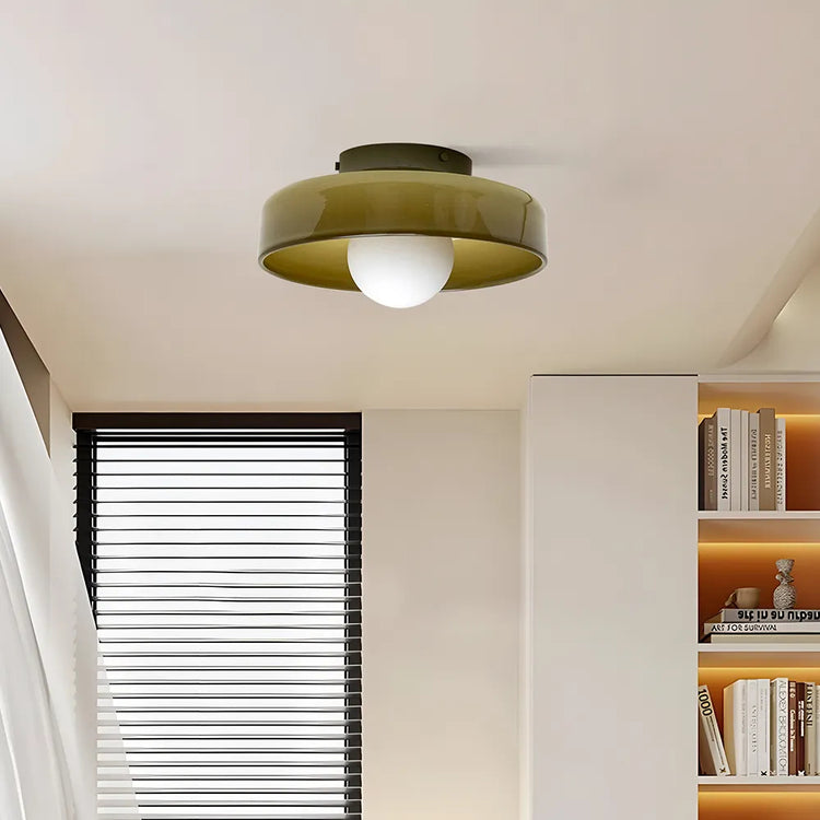 Moderne runde Deckenleuchte aus Glas