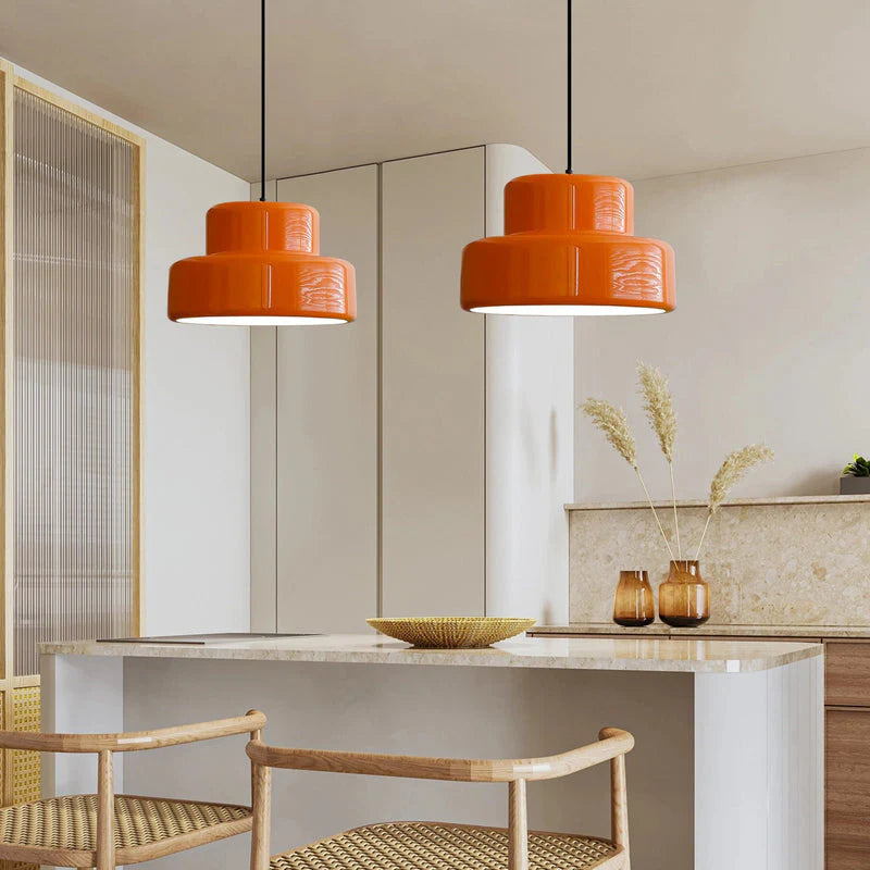 Moderne Vintage Bauhaus Orange Pendelleuchte